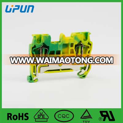 UPUN Shanghai spring clamp ground din rail screwless terminal block 2.5mm2 UJ5-2.5JD CE UL IECEX high quality